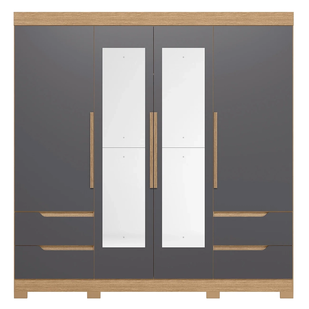 Guarda Roupa Casal 212cm com Espelho Vivacce Freijó/Titanium - Albatroz