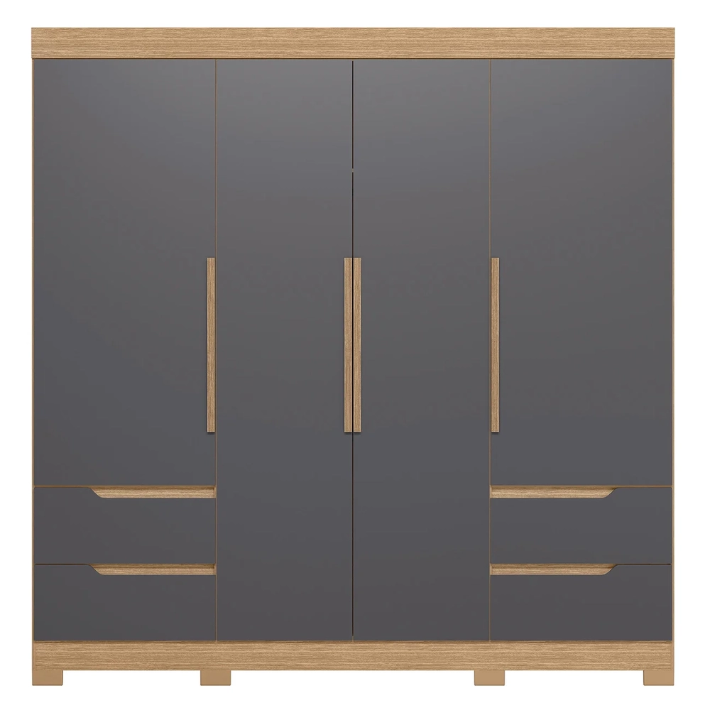 Guarda Roupa Casal 212cm 4 Portas Vivacce Freijó/Titanium   - Albatroz