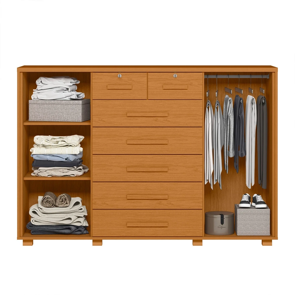 Cômoda Para Quarto 7 Gavetas 160cm Fontaine A02 Cinamomo    - Mpozenato