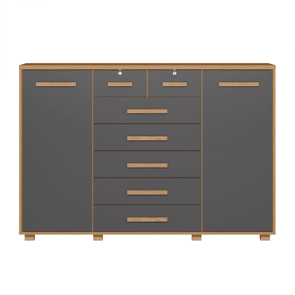 Cômoda Para Quarto 7 Gavetas 160cm Fontaine A02 Freijó/Titanium - Mpozenato