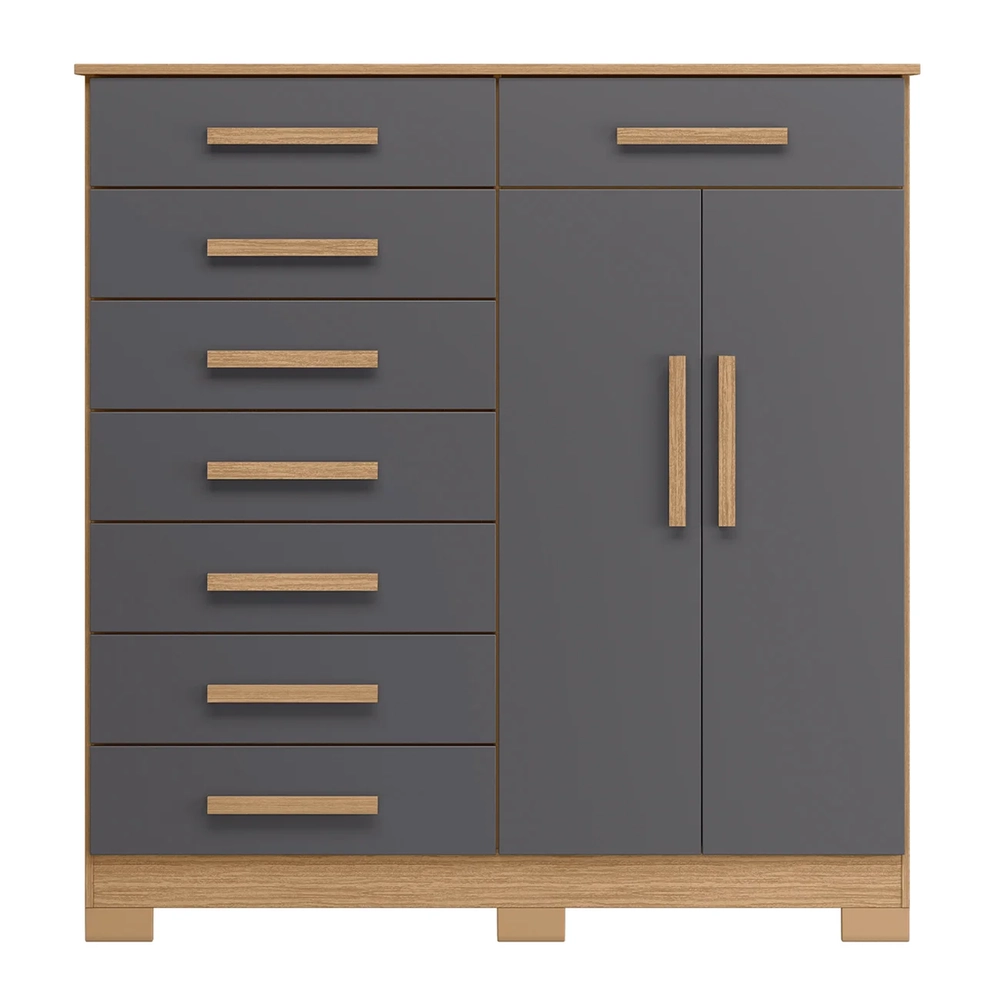 Cômoda Para Quarto 2 Portas 125cm Verona Freijó/Titanium - Albatroz