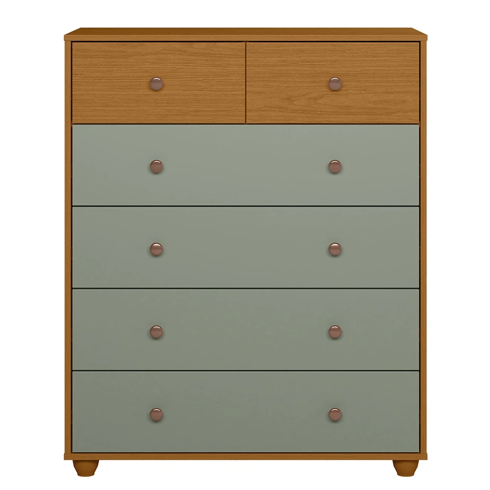 Cômoda Para Quarto 6 Gavetas 90cm Vittoria Cinamomo/Salvia  - Albatroz