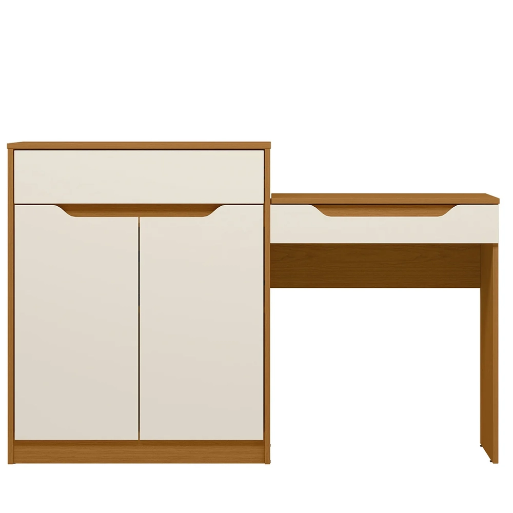 Penteadeira Escrivaninha com Espelho Bent A02 Off/Cinamomo  - Mpozenato