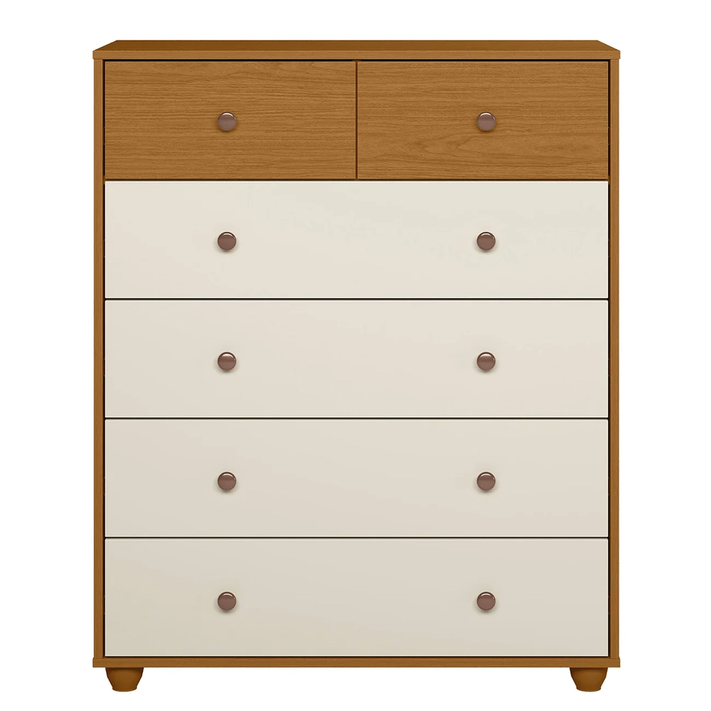 Cômoda Para Quarto 6 Gavetas 90cm Vittoria Off/Cinamomo     - Albatroz