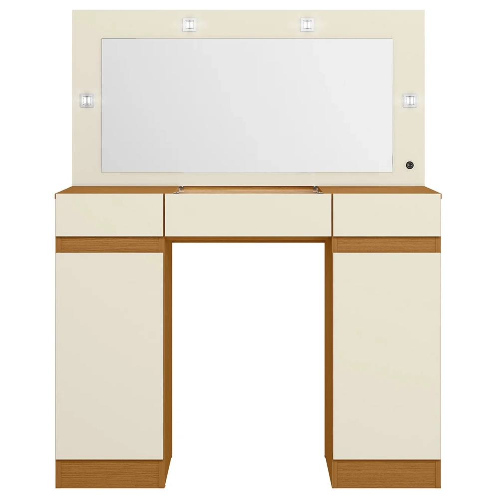 Penteadeira Camarim Com Espelho Studio Beauty A02 Off/Cinamomo - Mpozenato