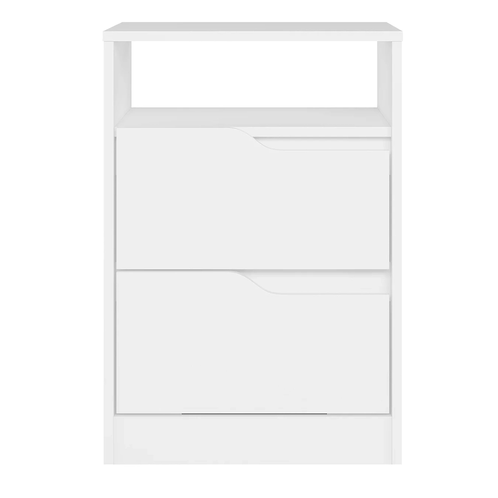 Mesa de Cabeceira com Gavetas Kit 2 Sole Flex Branco/Freijó - Albatroz