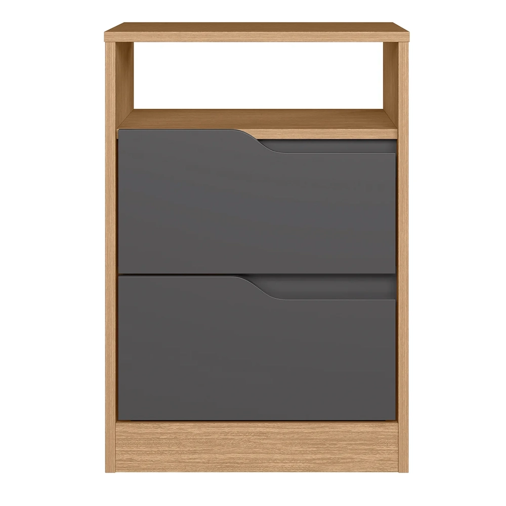 Mesa de Cabeceira 2 Gavetas Sole Flex Freijó/Titanium       - Albatroz