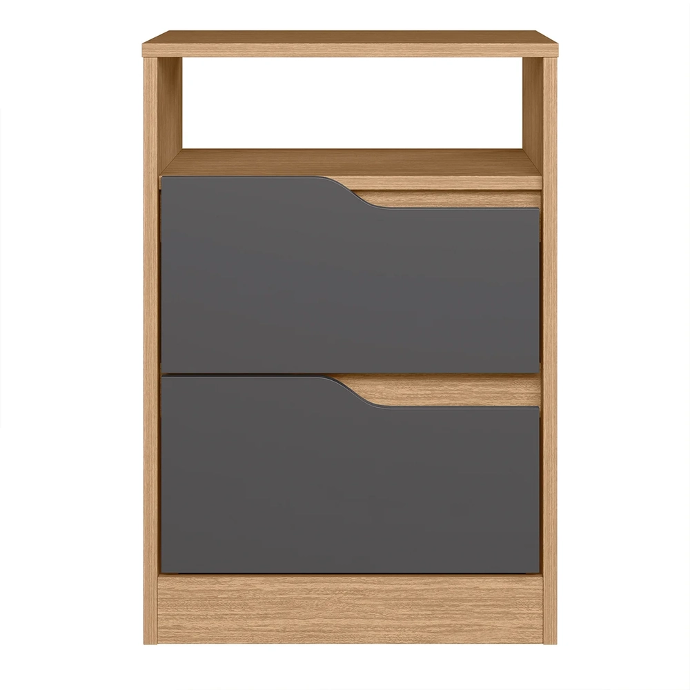 Mesa de Cabeceira com Gavetas Kit 2 Sole Flex Freijó/Titanium - Albatroz