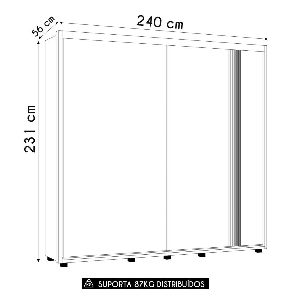 Guarda Roupa Casal 240cm 2 Portas Aline Flex A02 Off/Sálvia - Mpozenato