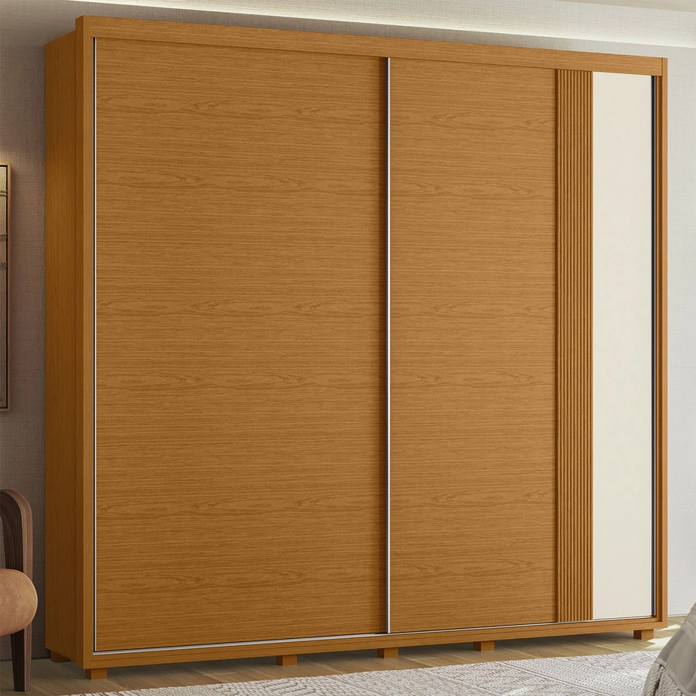 Guarda Roupa Casal 240cm 2 Portas Aline Flex A02 Off/Sálvia - Mpozenato