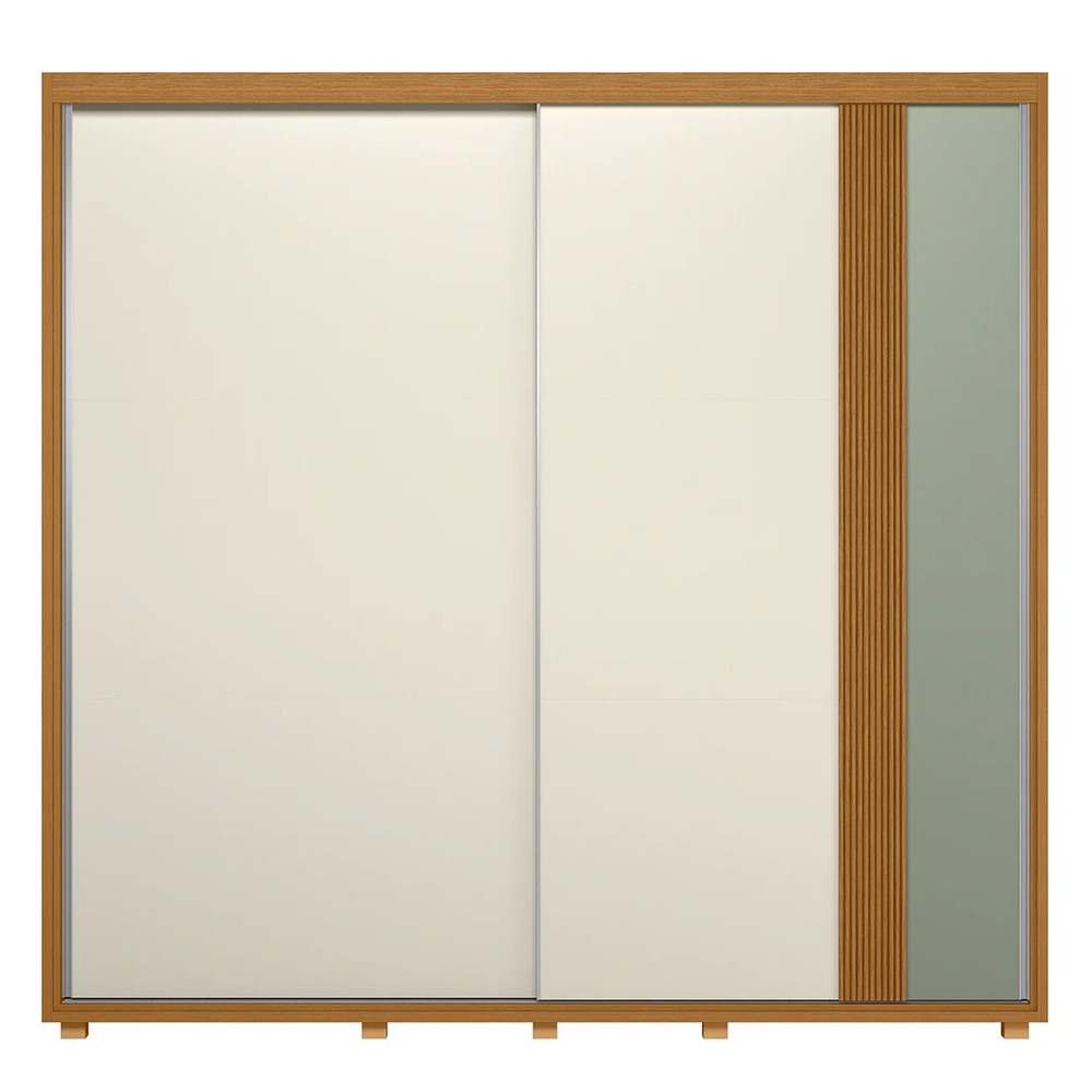 Guarda Roupa Casal 240cm 2 Portas Aline Flex A02 Off/Sálvia - Mpozenato