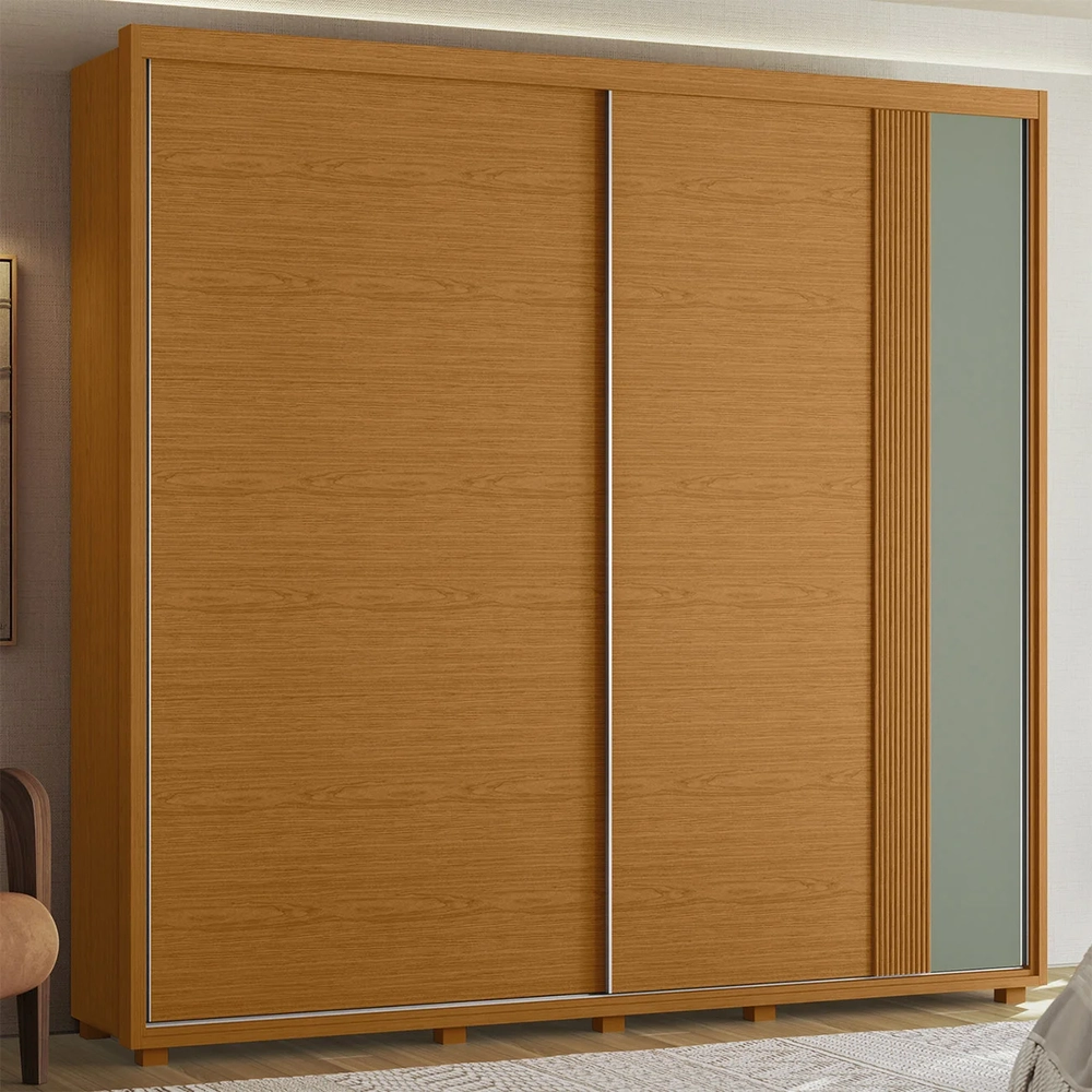 Guarda Roupa Casal 240cm 2 Portas Aline Flex A02 Off/Sálvia - Mpozenato