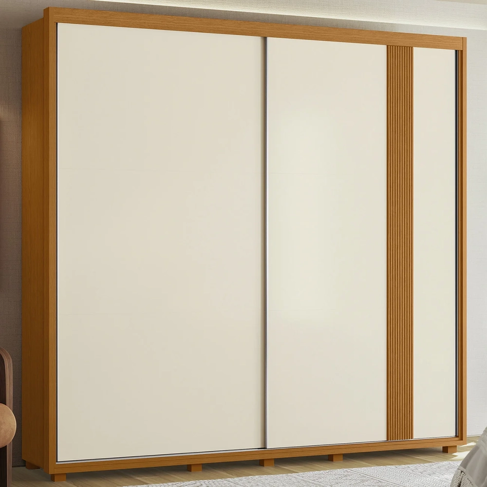 Guarda Roupa Casal 240cm 2 Portas Aline Flex A02 Off/Sálvia - Mpozenato