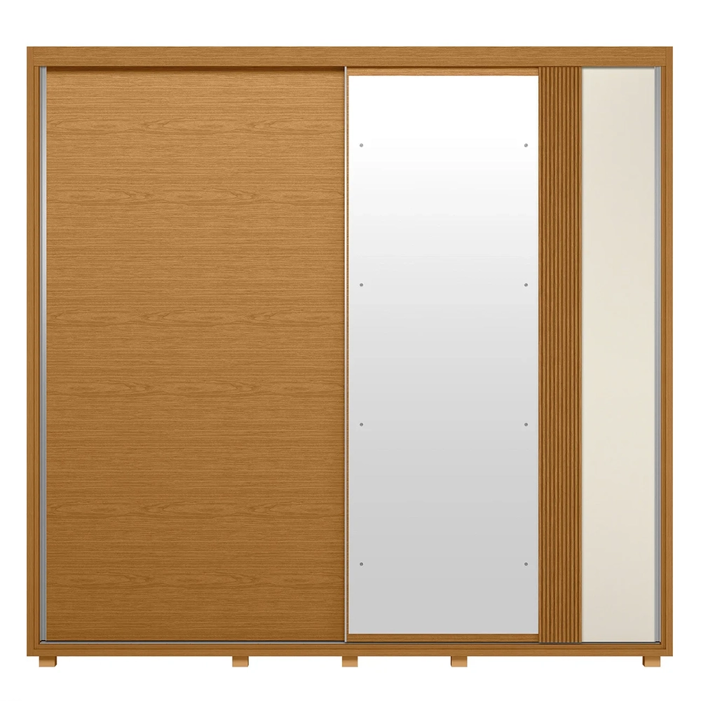 Guarda Roupa Casal 240cm com Espelho Aline Flex A02 Off/Sálvia - Mpozenato