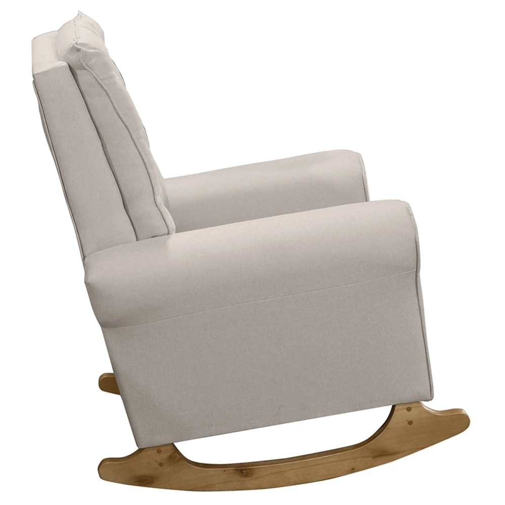 Poltrona Amamentação Base Balanço e Puff Maju Linho Bege F03 - Mpozenato