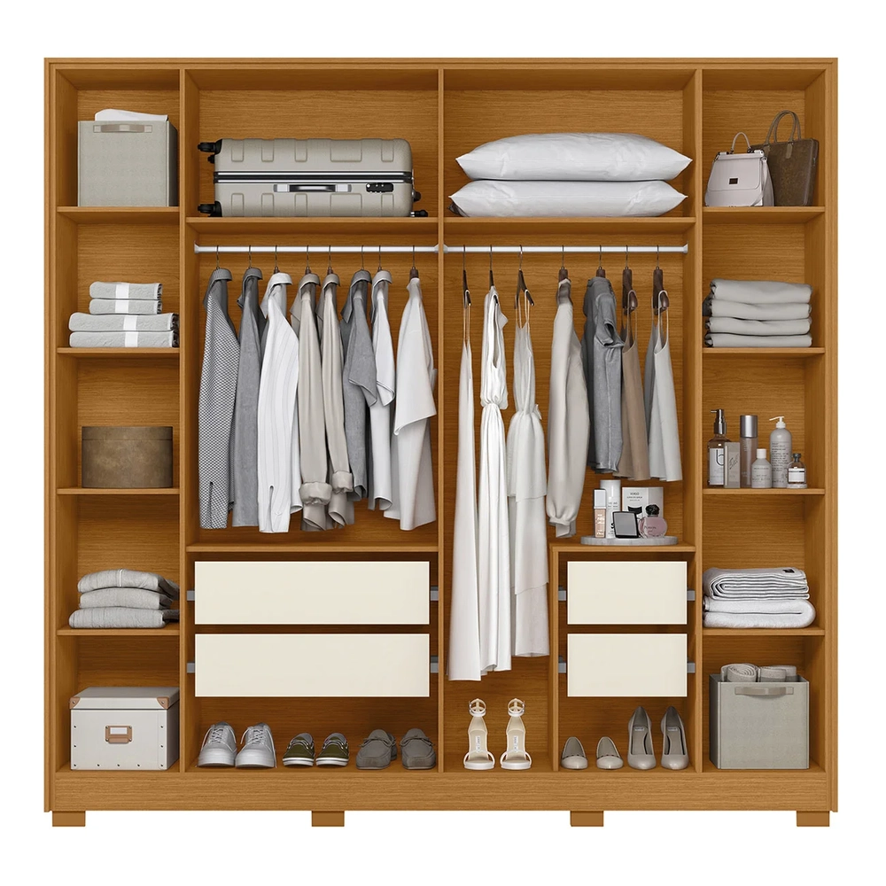 Guarda Roupa Casal 237cm 6 Portas Vinna A02 Off/Cinamomo    - Mpozenato