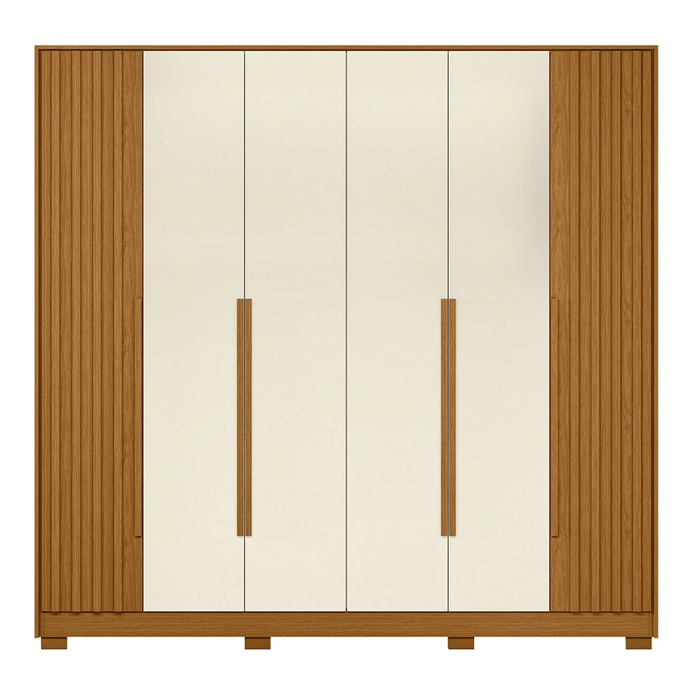 Guarda Roupa Casal 237cm 6 Portas Vinna A02 Off/Cinamomo    - Mpozenato