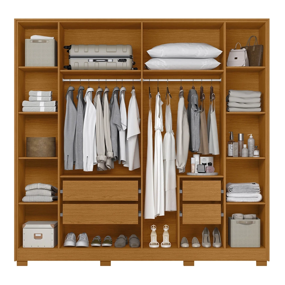 Guarda Roupa Casal 237cm com Espelho Vinna A02 Cinamomo     - Mpozenato