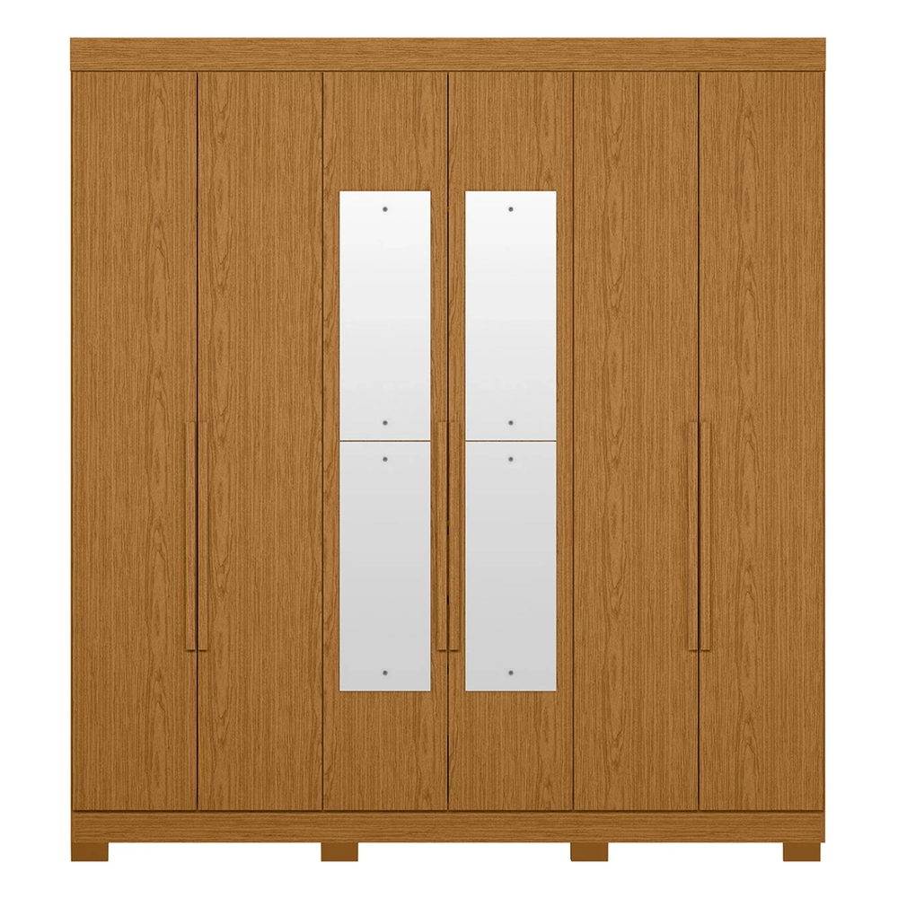 Guarda Roupa Casal 200cm com Espelho Viny A02 Cinamomo      - Mpozenato