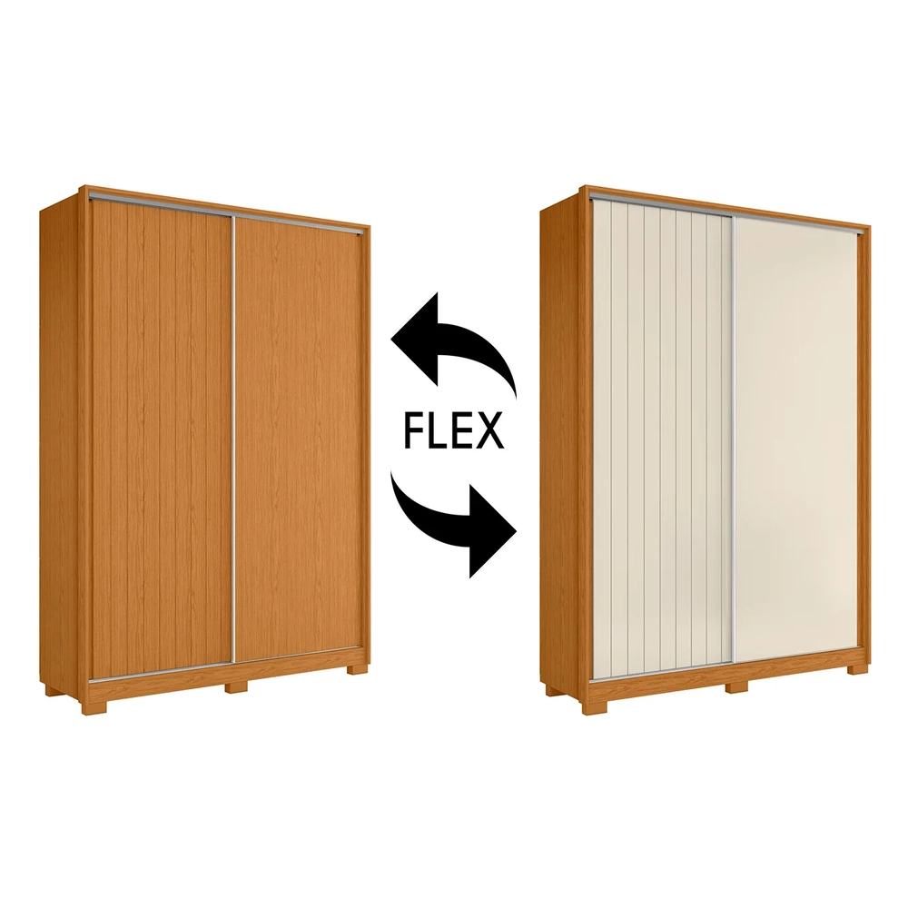 Guarda Roupa Solteiro 160cm Rizatto Flex A02 Off/Cinamomo   - Mpozenato