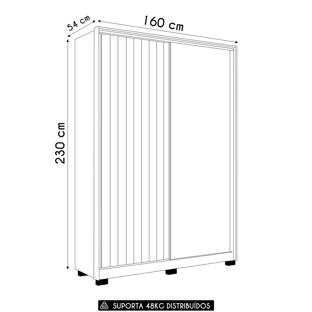 Guarda Roupa Solteiro 160cm Rizatto Flex A02 Off/Cinamomo   - Mpozenato