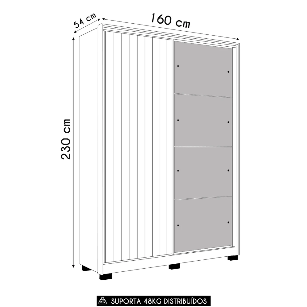 Guarda Roupa Solteiro com Espelho Rizatto Flex A02 Off/Cinamomo - Mpozenato