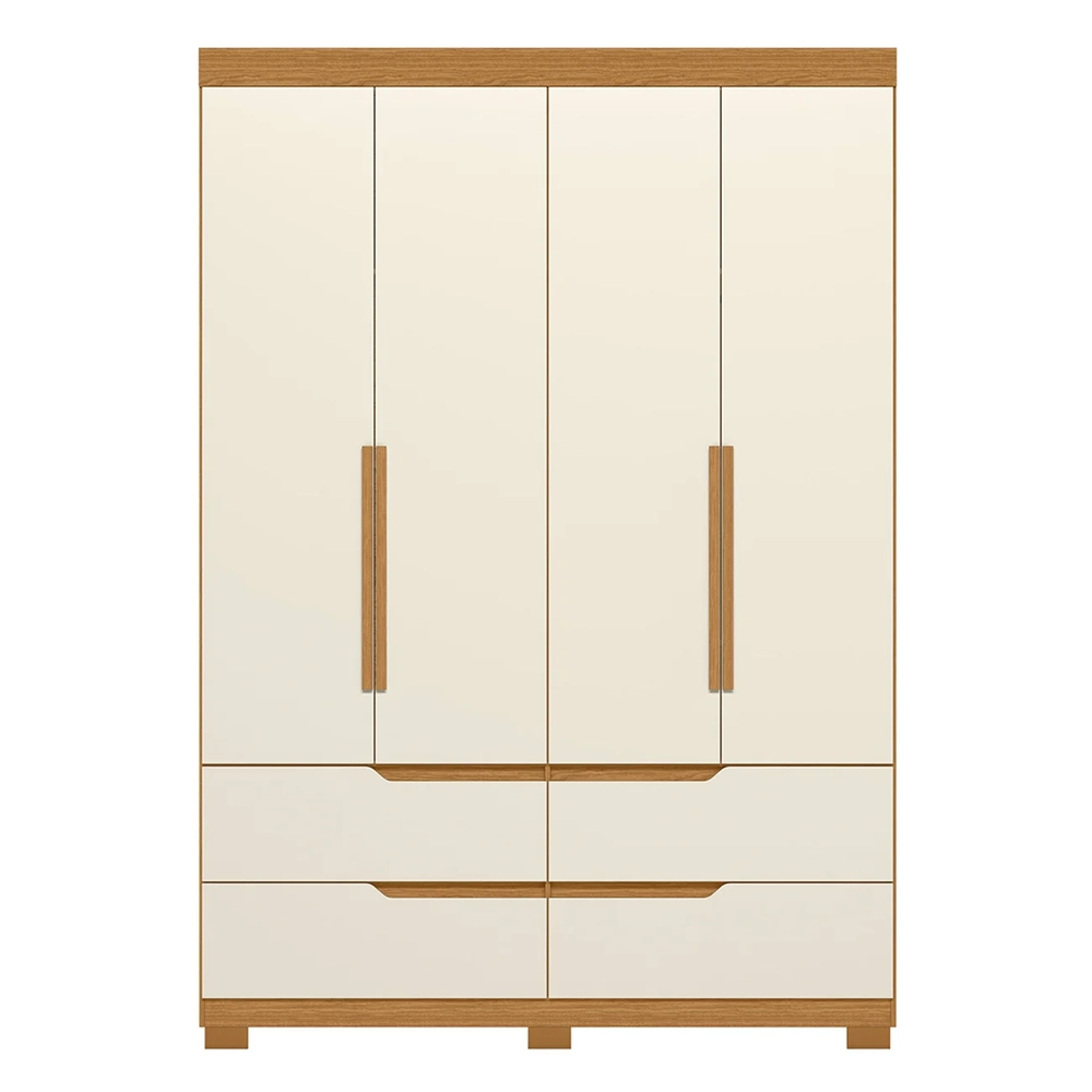 Guarda Roupa Solteiro 160cm 4 Portas Doble Cinamomo/Off     - Albatroz