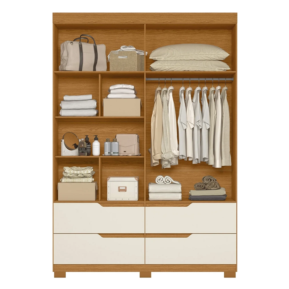 Guarda Roupa Solteiro 160cm 4 Portas Doble Cinamomo/Off     - Albatroz