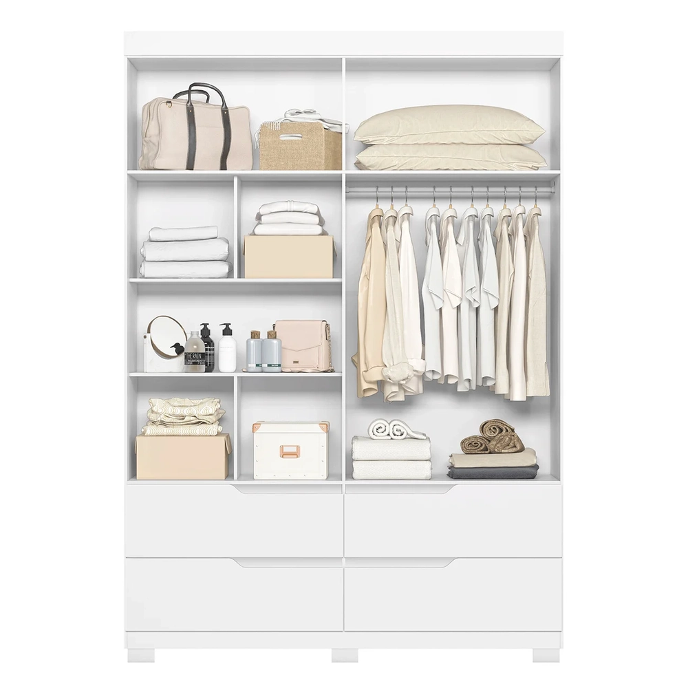 Guarda Roupa Solteiro 160cm 4 Portas Doble Branco           - Albatroz
