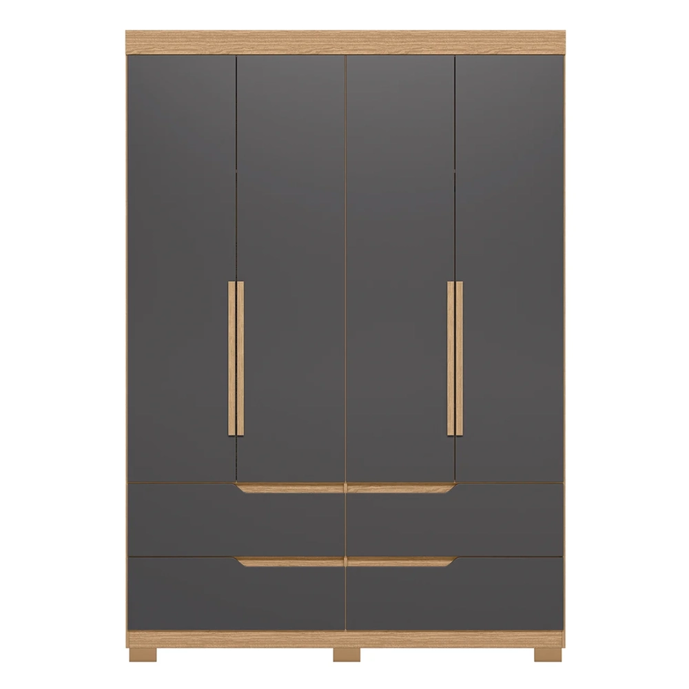 Guarda Roupa Solteiro 160cm 4 Portas Doble Freijó/Titanium  - Albatroz