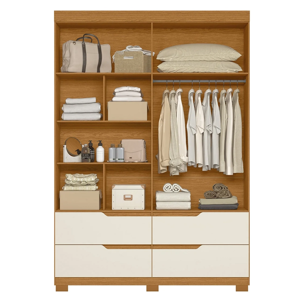 Guarda Roupa Solteiro 160cm com Espelho Doble Cinamomo/Off  - Albatroz