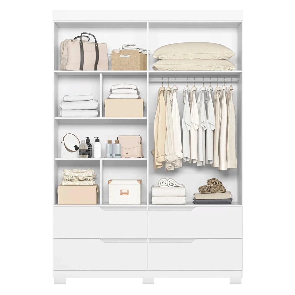 Guarda Roupa Solteiro 160cm com Espelho Doble Branco        - Albatroz