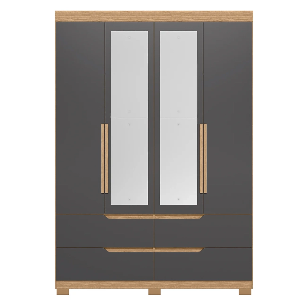 Guarda Roupa Solteiro 160cm com Espelho Doble Freijó/Titanium - Albatroz