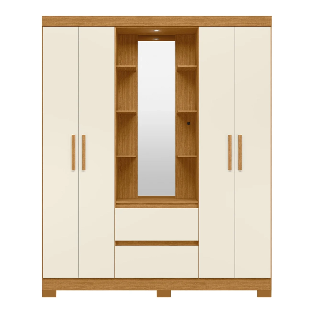 Guarda Roupa Solteiro 163cm Capelinha Artto A02 Off/Cinamomo - Mpozenato