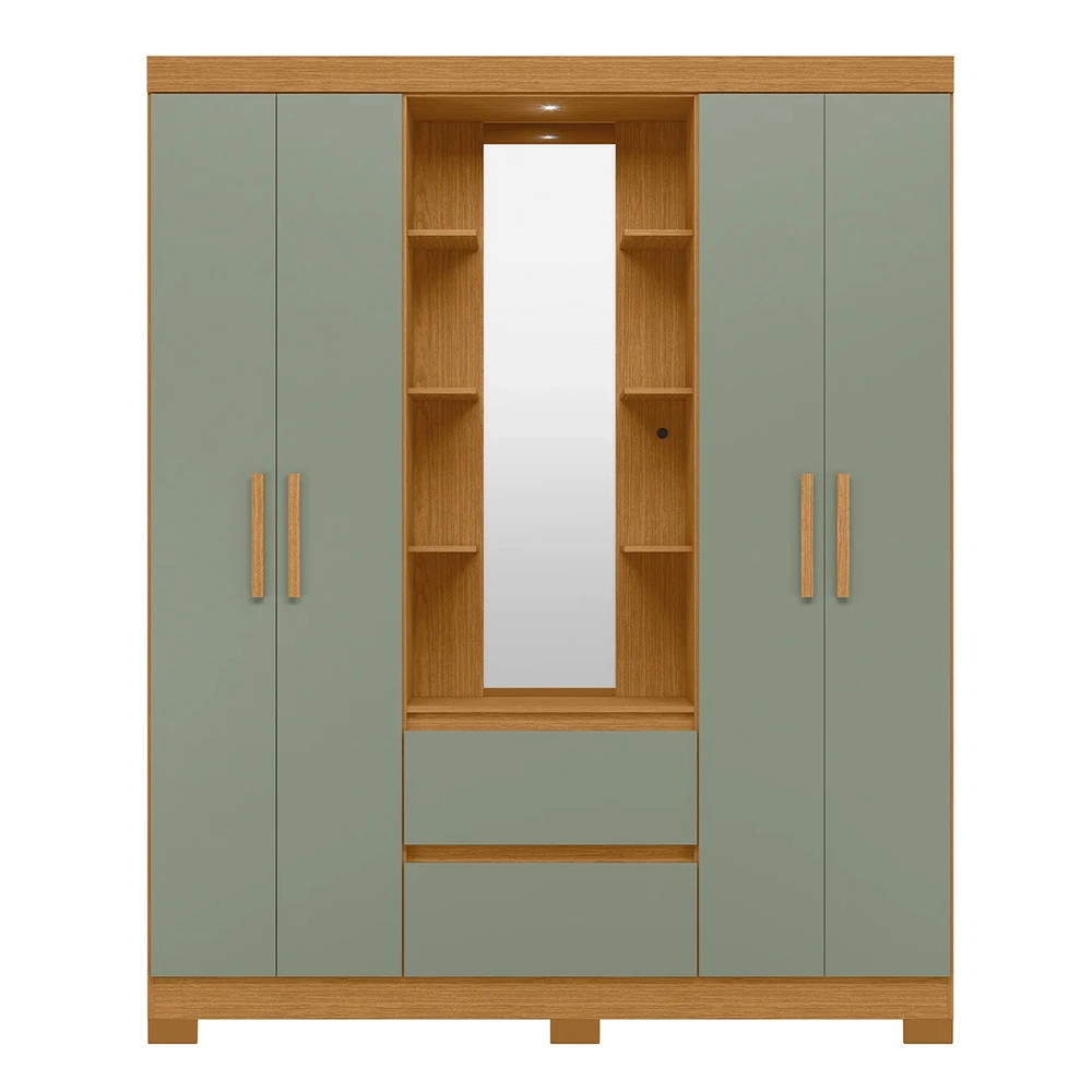 Guarda Roupa Solteiro 163cm Capelinha Artto A02 Cinamomo/Sálvia - Mpozenato