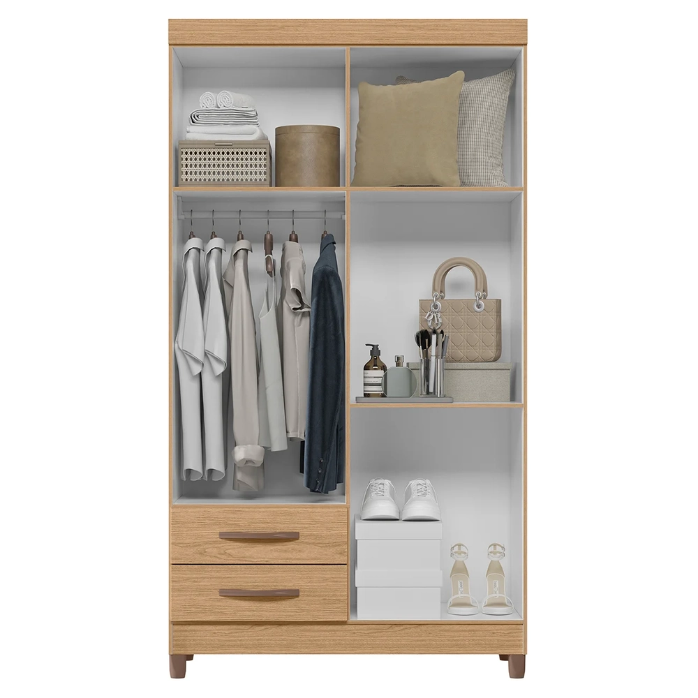 Guarda Roupa Solteiro 103cm 4 Portas Dony A02 Freijó/Titanium - Mpozenato