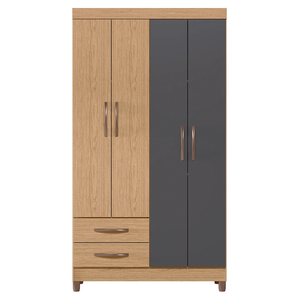 Guarda Roupa Solteiro 103cm 4 Portas Dony A02 Freijó/Titanium - Mpozenato