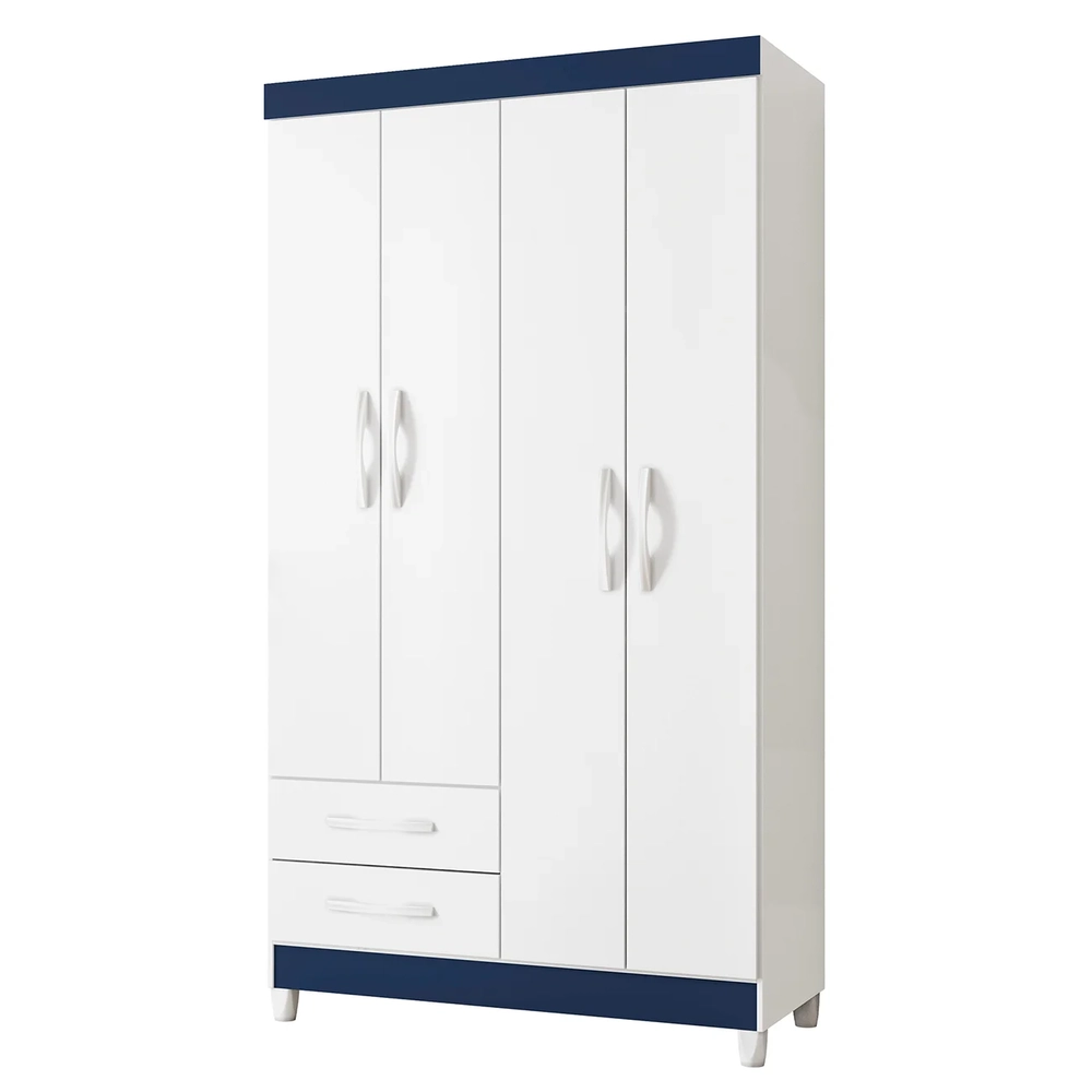 Guarda Roupa Solteiro 103cm 4 Portas Dony Flex A02 Branco   - Mpozenato