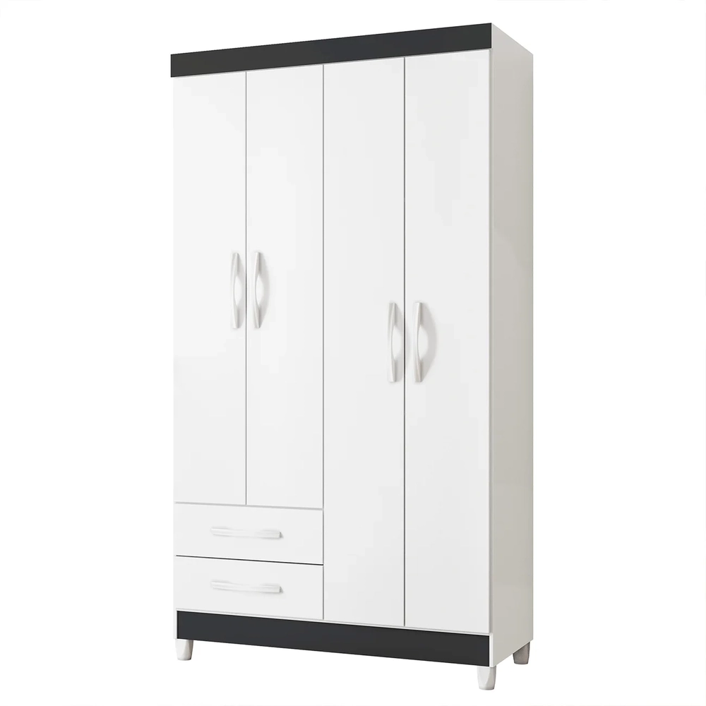 Guarda Roupa Solteiro 103cm 4 Portas Dony Flex A02 Branco   - Mpozenato