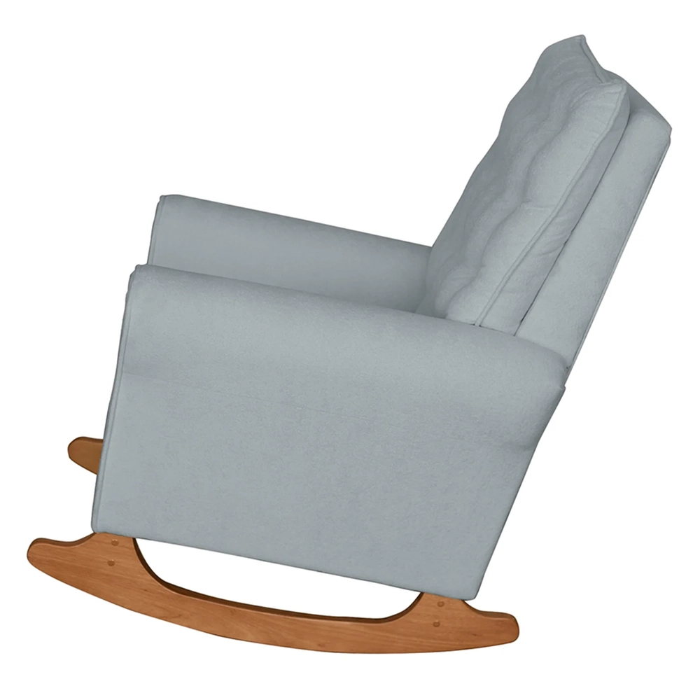 Poltrona Amamentação Base Balanço e Puff Maju Bouclê Cinza F03 - Mpozenato