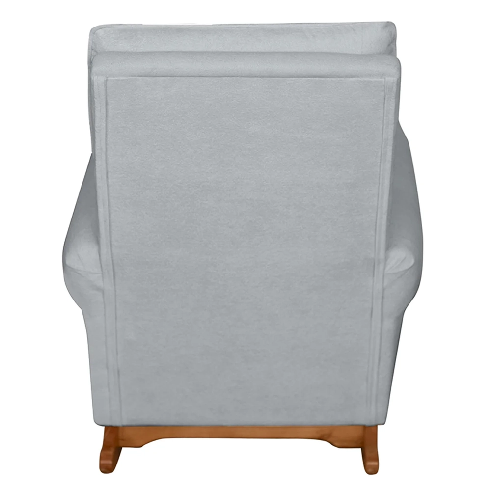 Poltrona Amamentação Base Balanço e Puff Maju Bouclê Cinza F03 - Mpozenato