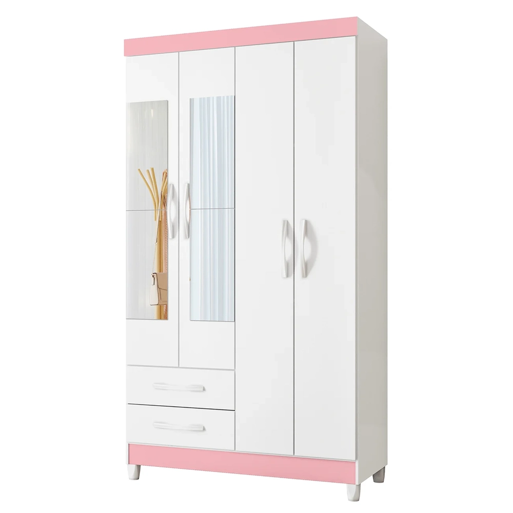 Guarda Roupa Solteiro 103cm com Espelho Dony Flex A02 Branco - Mpozenato