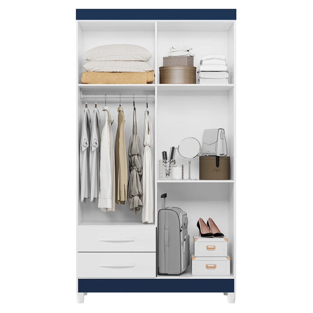 Guarda Roupa Solteiro 103cm com Espelho Dony Flex A02 Branco - Mpozenato