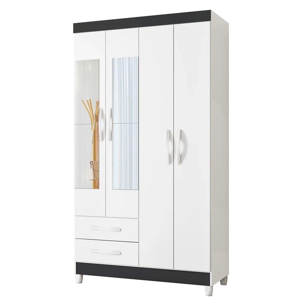 Guarda Roupa Solteiro 103cm com Espelho Dony Flex A02 Branco - Mpozenato