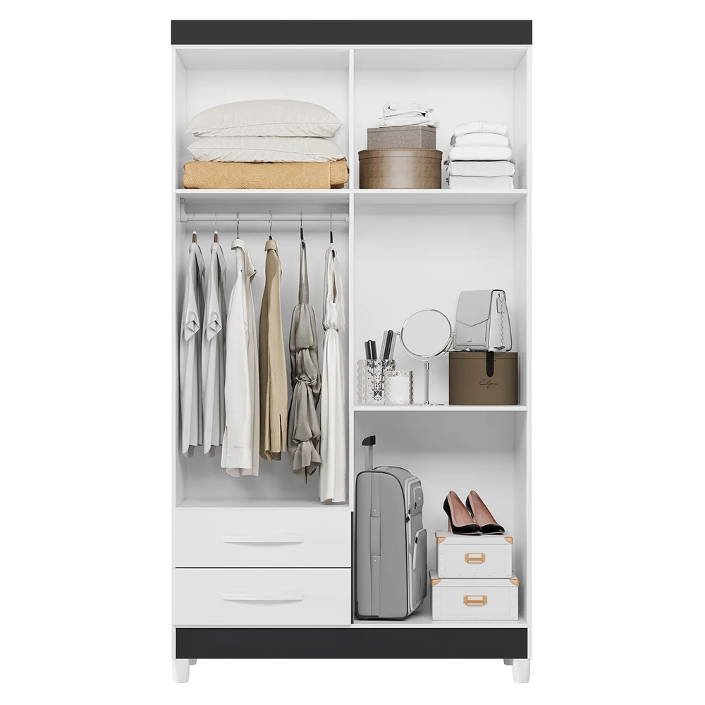 Guarda Roupa Solteiro 103cm com Espelho Dony Flex A02 Branco - Mpozenato