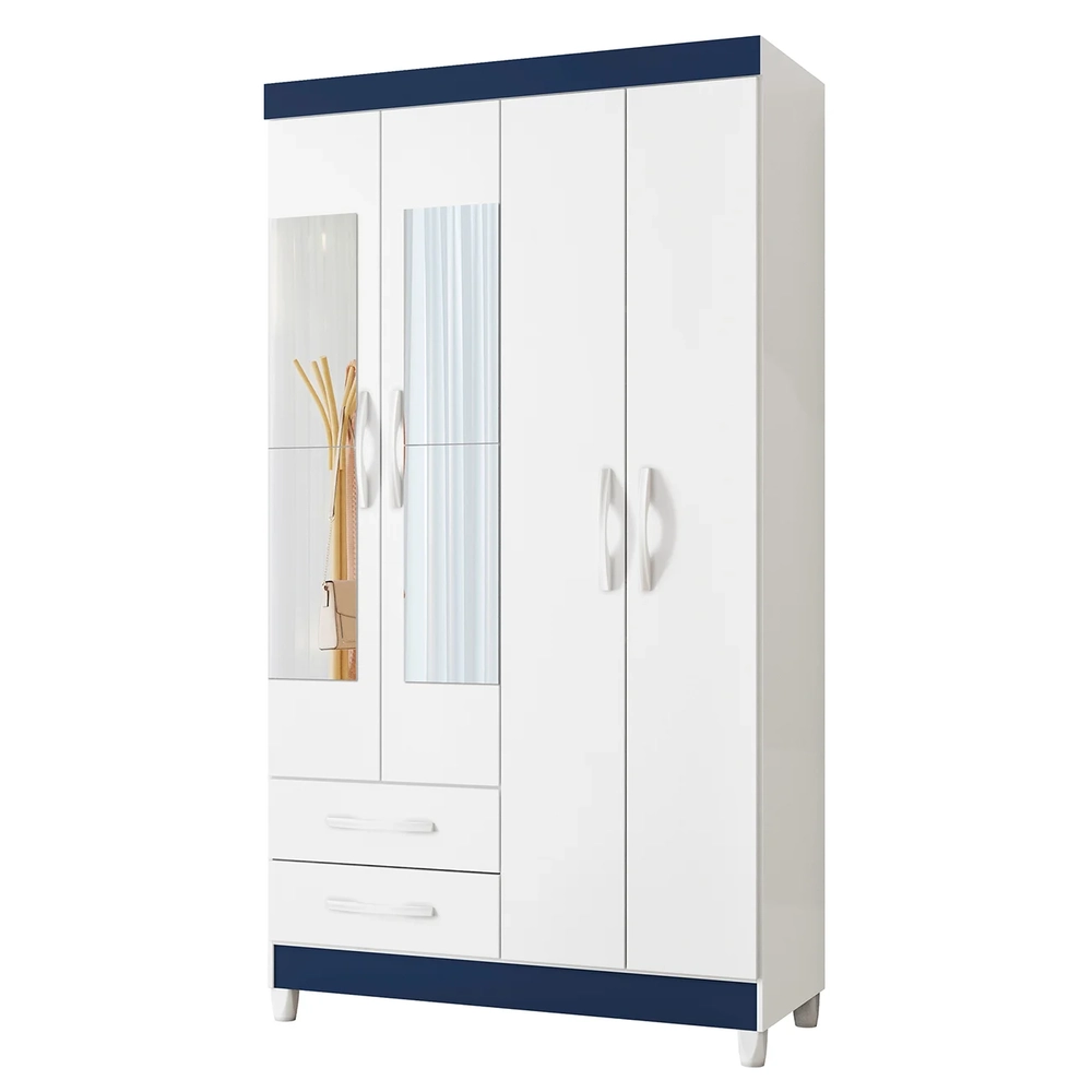 Guarda Roupa Solteiro 103cm com Espelho Dony Flex A02 Branco - Mpozenato
