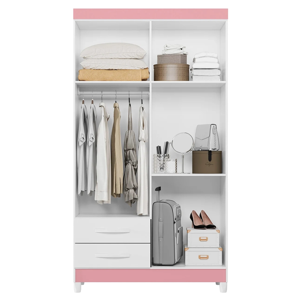 Guarda Roupa Solteiro 103cm com Espelho Dony Flex A02 Branco - Mpozenato