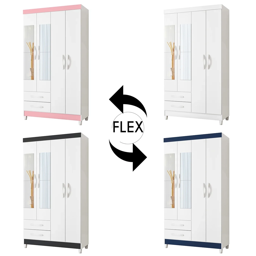 Guarda Roupa Solteiro 103cm com Espelho Dony Flex A02 Branco - Mpozenato