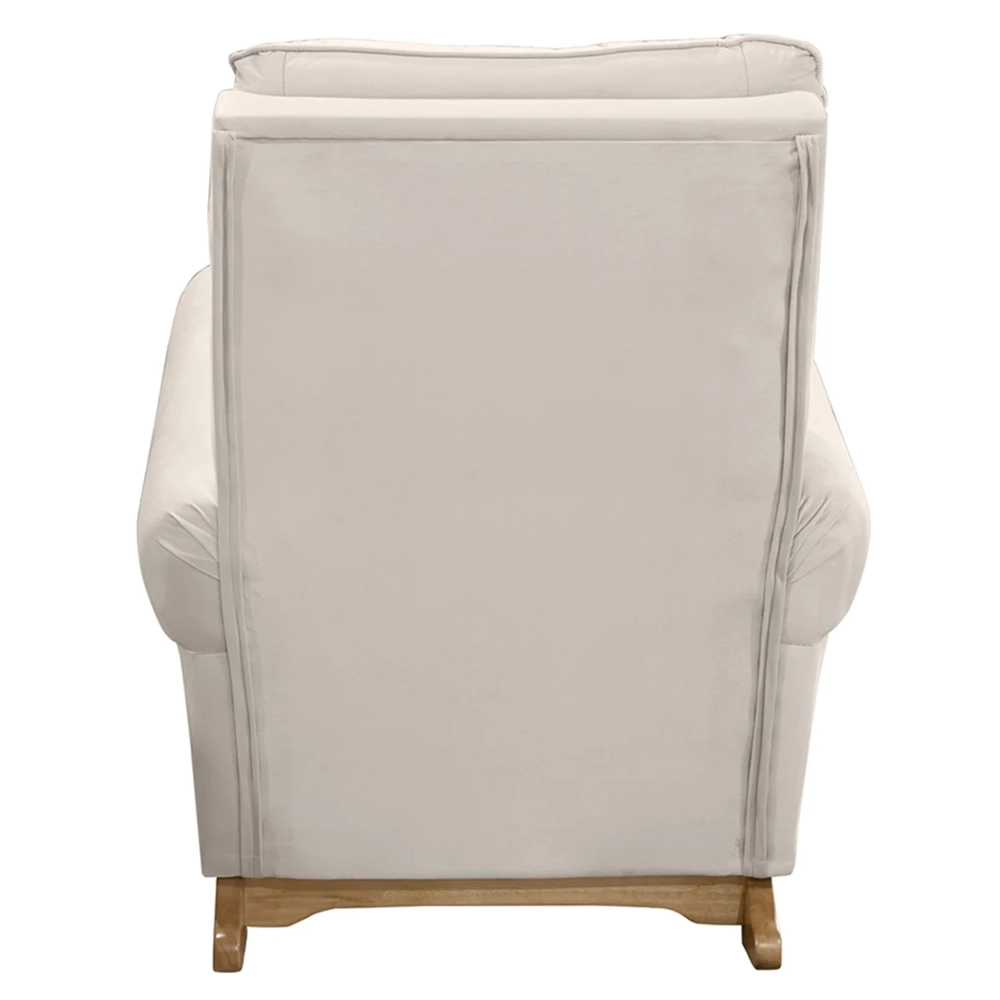 Poltrona Amamentação Base Balanço e Puff Maju Veludo Off F03 - Mpozenato