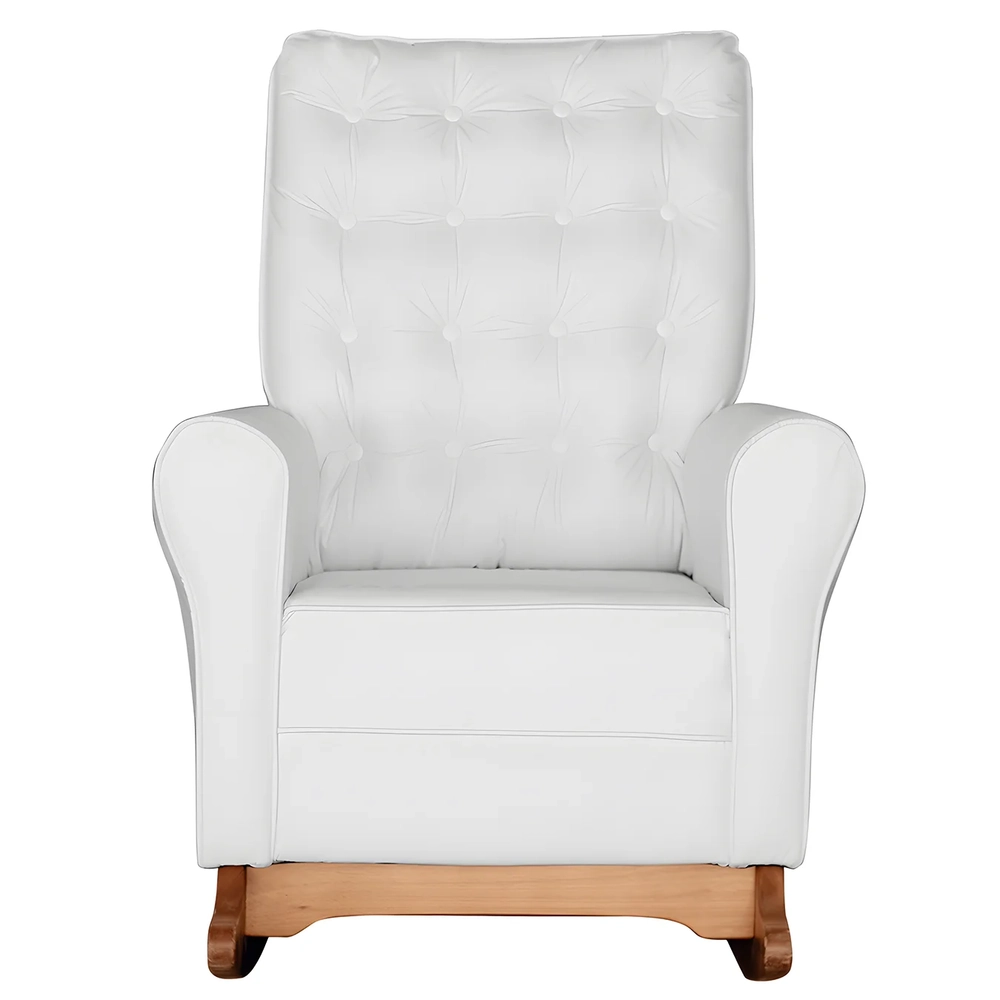 Poltrona Amamentação Base Balanço e Puff Maju Sintético Branco F03 - Mpozenato